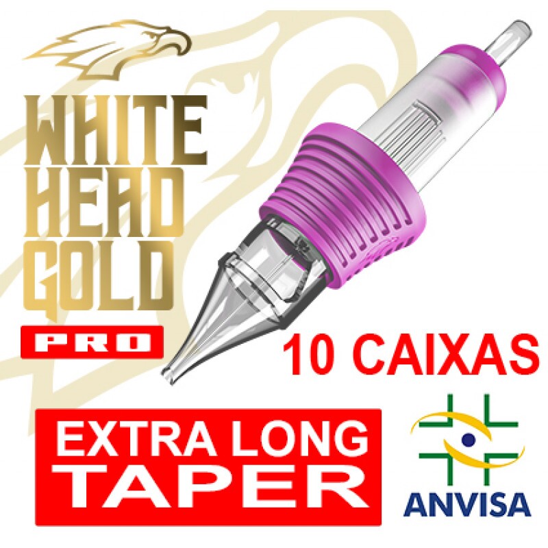CARTUCHO COM AGULHA WHITE HEAD GOLD 0,20mm Ref.03RL-06 - PRO (10 CAIXAS) CARTUCHO COM AGULHA WHITE HEAD GOLD 0,20mm Ref.03RL-06 - PRO (10 CAIXAS)