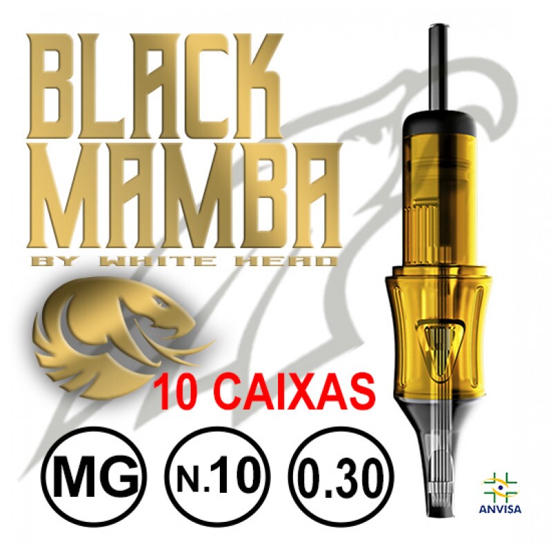 CARTUCHO COM AGULHA  BLACK MAMBA 0,30mm REF. 19M-10 (10 CAIXAS) CARTUCHO COM AGULHA  BLACK MAMBA 0,30mm REF. 19M-10 (10 CAIXAS)