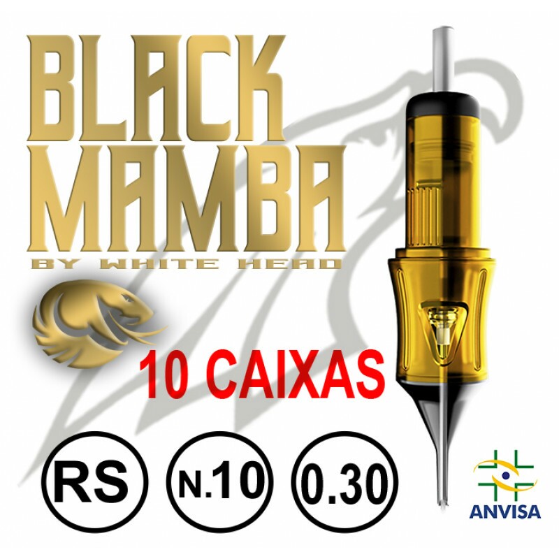 CARTUCHO COM AGULHA BLACK MAMBA 0,30mm REF. 13RS-10 (10 CAIXAS) CARTUCHO COM AGULHA BLACK MAMBA 0,30mm REF. 13RS-10 (10 CAIXAS)