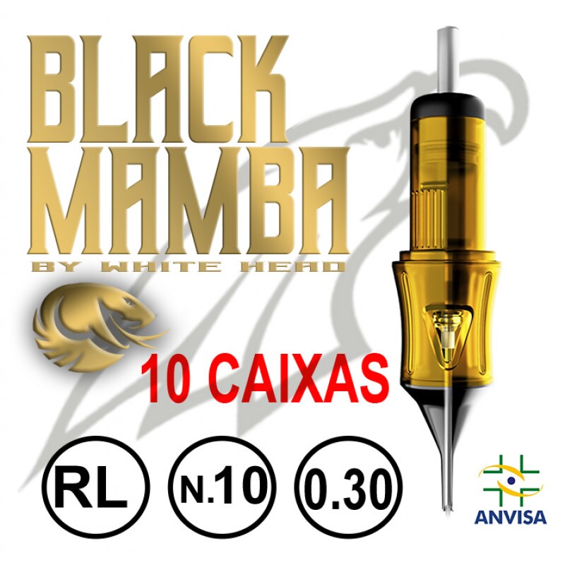 CARTUCHO COM AGULHA BLACK MAMBA 0,30mm REF. 03RL-10 (10 CAIXAS) CARTUCHO COM AGULHA BLACK MAMBA 0,30mm REF. 03RL-10 (10 CAIXAS)