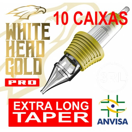 CARTUCHO COM AGULHA WHITE HEAD GOLD Ref. 07RL - PRO (FINE LINE) (10 CAIXAS) CARTUCHO COM AGULHA WHITE HEAD GOLD Ref. 07RL - PRO (FINE LINE) (10 CAIXAS)