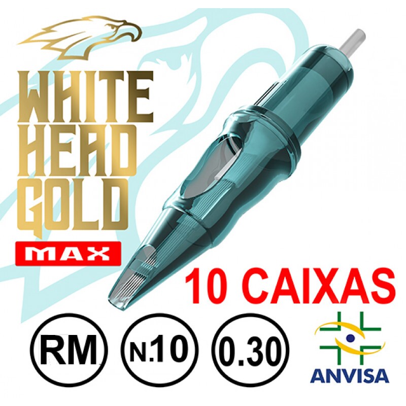 CARTUCHO COM AGULHA WHITE HEAD GOLD 0,30mm Ref.07RM-10 Anvisa 82255219006 - MAX CAIXA COM 20 UNIDADES ( 10 CAIXAS ) CARTUCHO COM AGULHA WHITE HEAD GOLD 0,30mm Ref.07RM-10 Anvisa 82255219006 - MAX CAIXA COM 20 UNIDADES ( 10 CAIXAS )