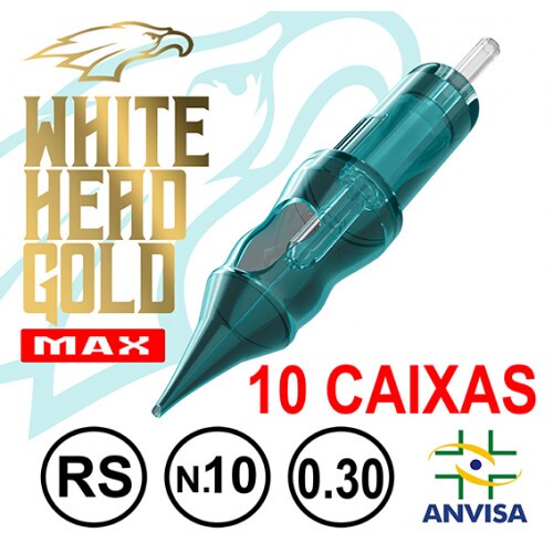 CARTUCHO COM AGULHA WHITE HEAD GOLD 0,30mm Ref.11RS-10 Anvisa 82255219006 - MAX CAIXA COM 20 UNIDADES ( 10 CAIXAS )