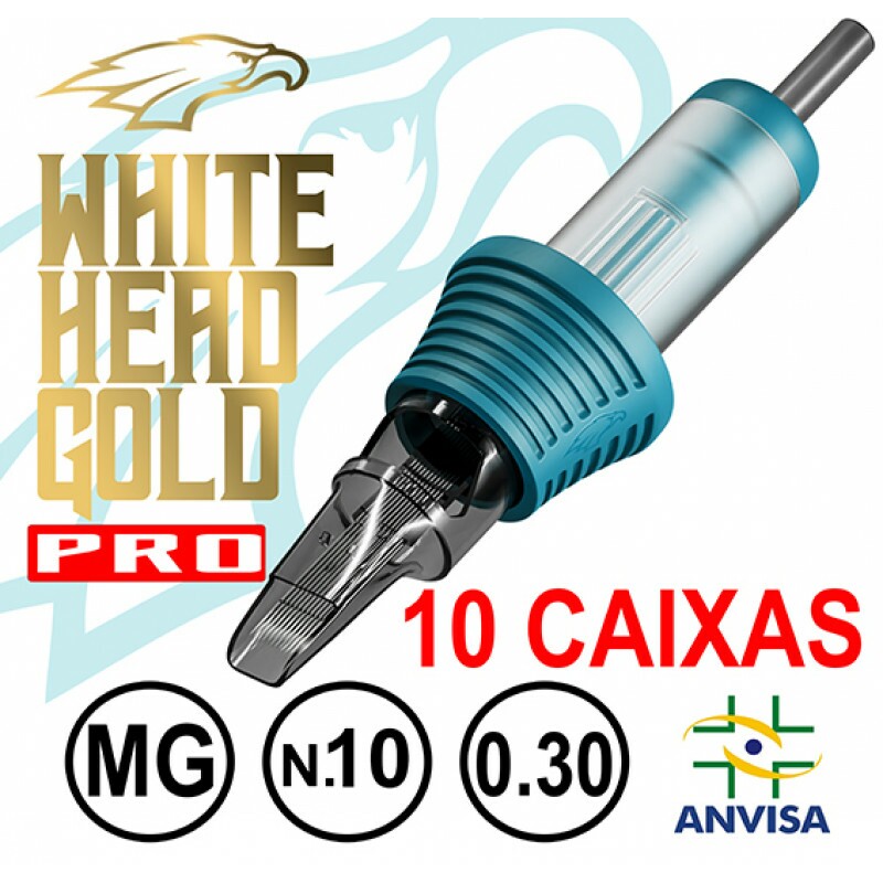 CARTUCHO COM AGULHA WHITE HEAD GOLD 0,30mm Ref.07M-10 - PRO (10 CAIXAS) CARTUCHO COM AGULHA WHITE HEAD GOLD 0,30mm Ref.07M-10 - PRO (10 CAIXAS)