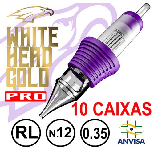 CARTUCHO COM AGULHA WHITE HEAD GOLD 0,30mm Ref.03RL-12 - PRO (10 CAIXAS) CARTUCHO COM AGULHA WHITE HEAD GOLD 0,30mm Ref.03RL-12 - PRO (10 CAIXAS)