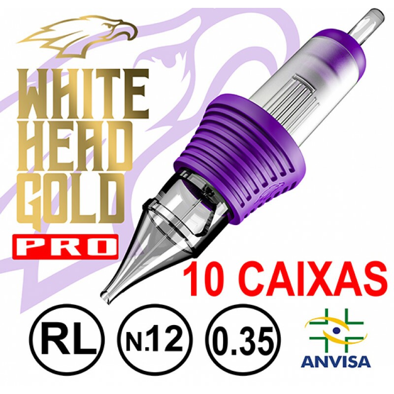 CARTUCHO COM AGULHA WHITE HEAD GOLD 0,30mm Ref.03RL-12 - PRO (10 CAIXAS) CARTUCHO COM AGULHA WHITE HEAD GOLD 0,30mm Ref.03RL-12 - PRO (10 CAIXAS)