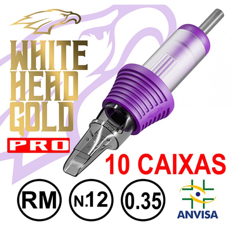 CARTUCHO COM AGULHA WHITE HEAD GOLD 0,30mm Ref.07RM-12 - PRO (10 CAIXAS) CARTUCHO COM AGULHA WHITE HEAD GOLD 0,30mm Ref.07RM-12 - PRO (10 CAIXAS)