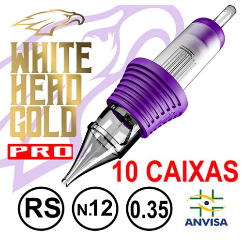 CARTUCHO COM AGULHA WHITE HEAD GOLD 0,30mm Ref.07RS-12 - PRO (10 CAIXAS) CARTUCHO COM AGULHA WHITE HEAD GOLD 0,30mm Ref.07RS-12 - PRO (10 CAIXAS)