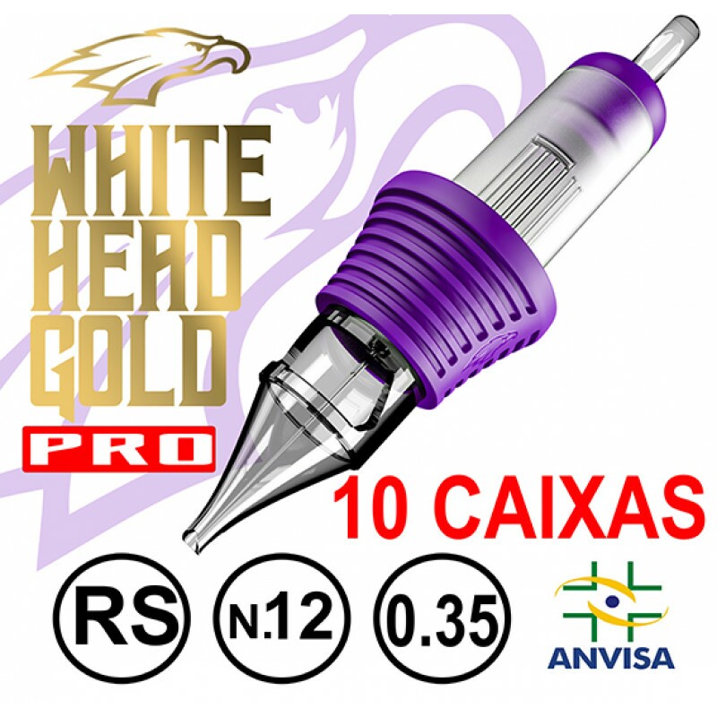 CARTUCHO COM AGULHA WHITE HEAD GOLD 0,30mm Ref.07RS-12 - PRO (10 CAIXAS) CARTUCHO COM AGULHA WHITE HEAD GOLD 0,30mm Ref.07RS-12 - PRO (10 CAIXAS)