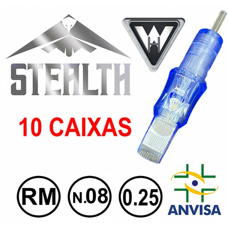 CARTUCHO COM AGULHA STEALTH 0,25mm REF. 07RM-08 (10 CAIXAS) CARTUCHO COM AGULHA STEALTH 0,25mm REF. 07RM-08 (10 CAIXAS)