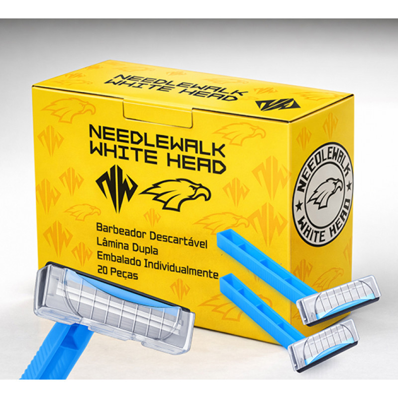 BARBEADOR DESCARTÁVEL LAMINA DUPLA NEEDLEWALK - CX COM 20un.
